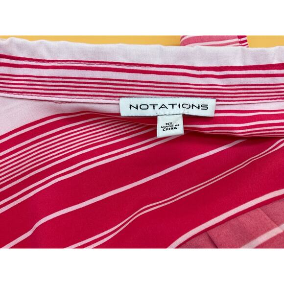 Notations Striped Collared Top XL Stretchy Black White 3/4 or Full Sleeve - Picture 6 of 8